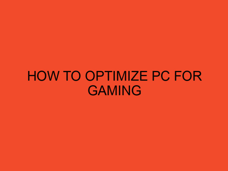 How to Optimize PC for Gaming